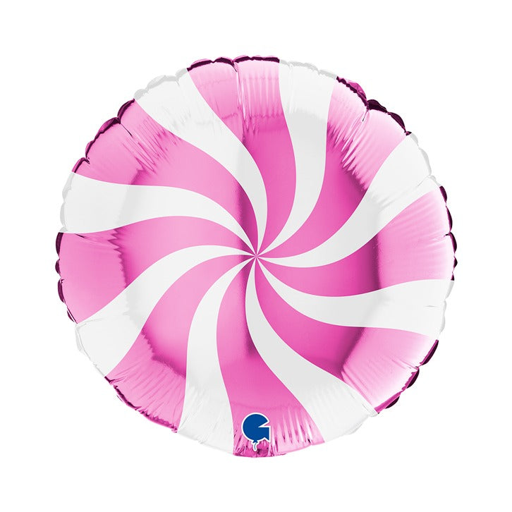 Foil balloon striped candy 53cm platinum