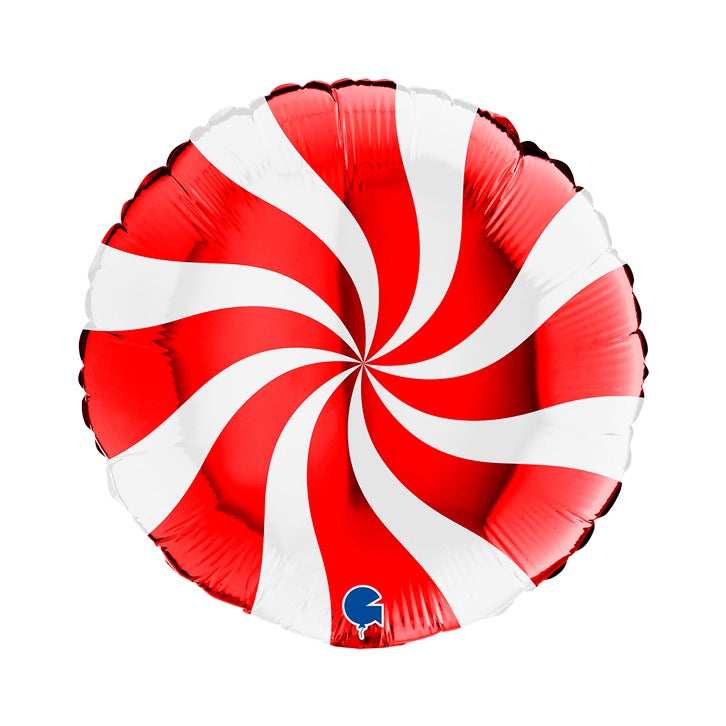 Foil balloon striped candy 53cm platinum