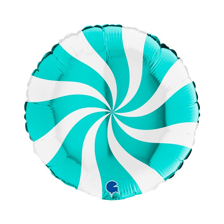 Foil balloon striped candy 53cm platinum