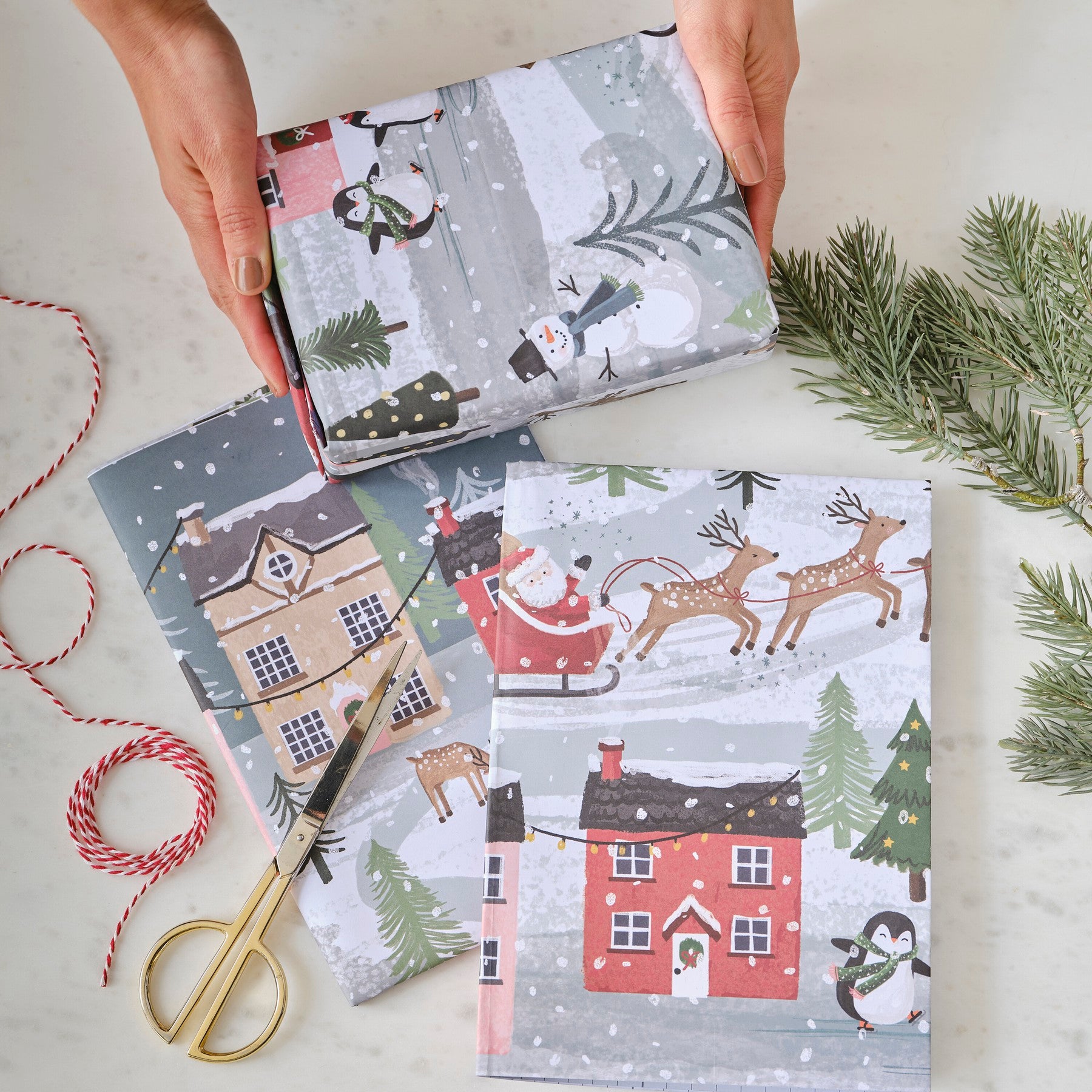Wrapping paper Christmas Scene 2 pcs