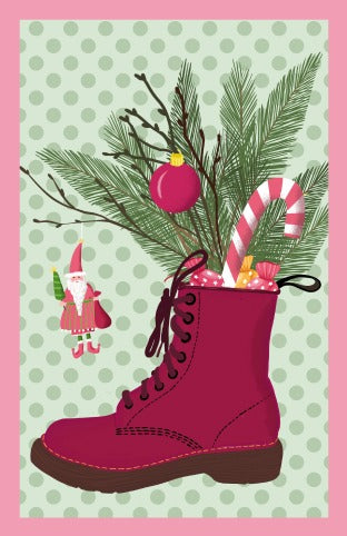 მინი საახალწლო მისალოცი ბარათი სანტას ფეხსაცმელი