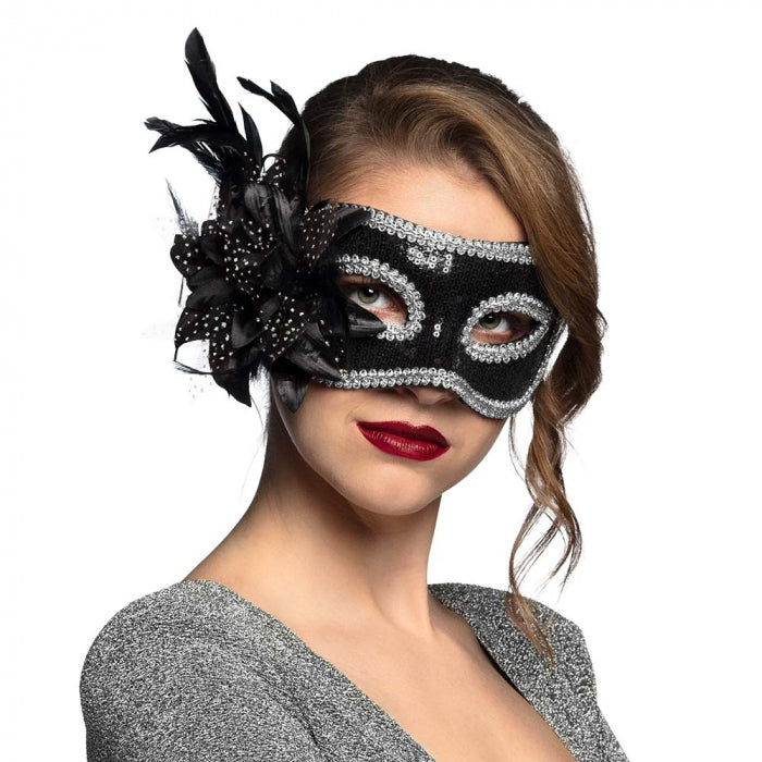 Venetian black flower eye mask