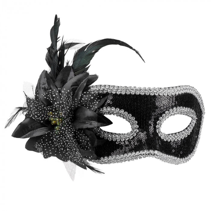 Venetian black flower eye mask