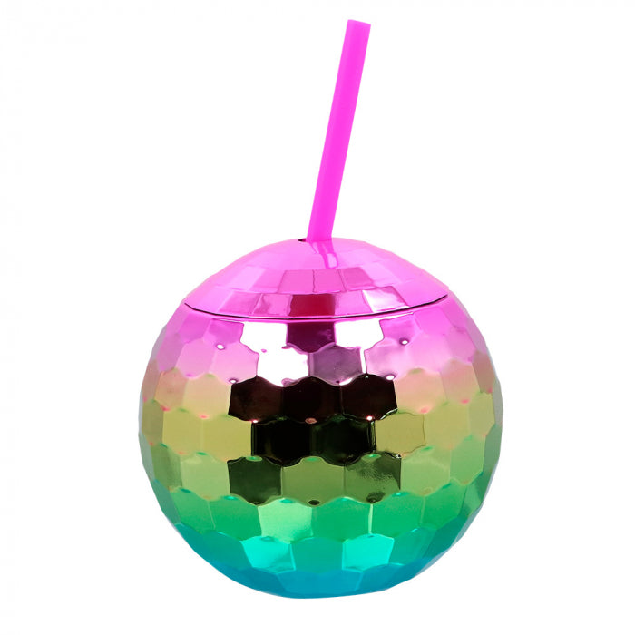 Glass with sippy cup, colored disco ball, 650 ml
