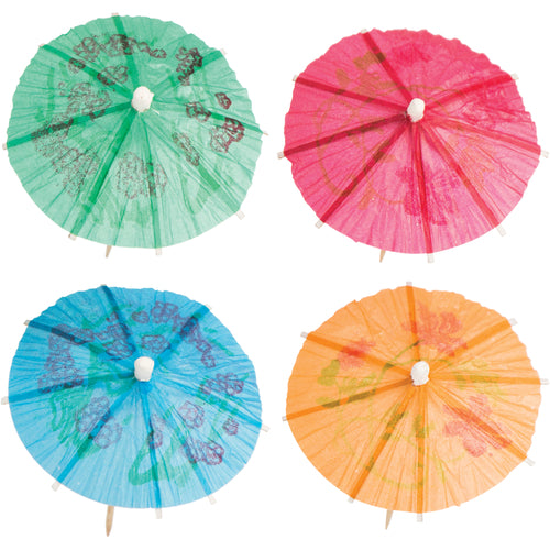 Cocktail sticks colorful umbrellas 10.16 cm 12 pcs