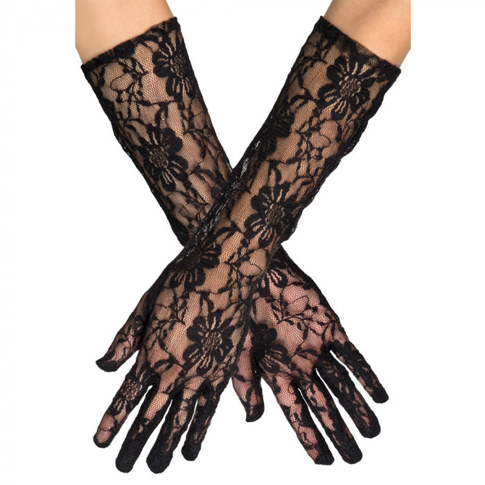 Long black lace gloves Milan