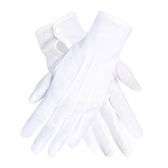 White gloves with buttons in different sizes