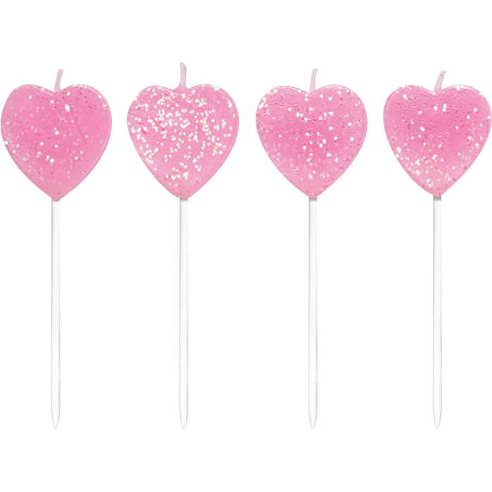 Candle pink hearts 10 pcs