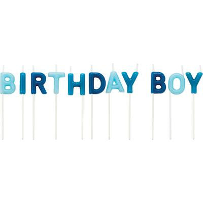 დაბადების დღის ცისფერი სანთელი ასოებით BIRTHDAY BOY 6,65 სმ