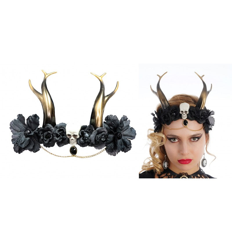 Black gothic headdress with horns