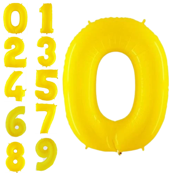 Neon yellow foiled balloon numbers 102 cm