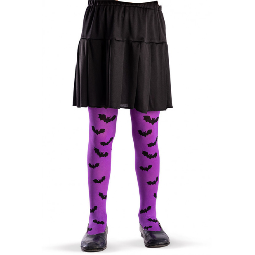 Purple tights with bats (children's)
