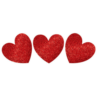Cut out paper hearts with glitter 20 pcs 29.2 cm / 17.7 cm / 12.7 cm