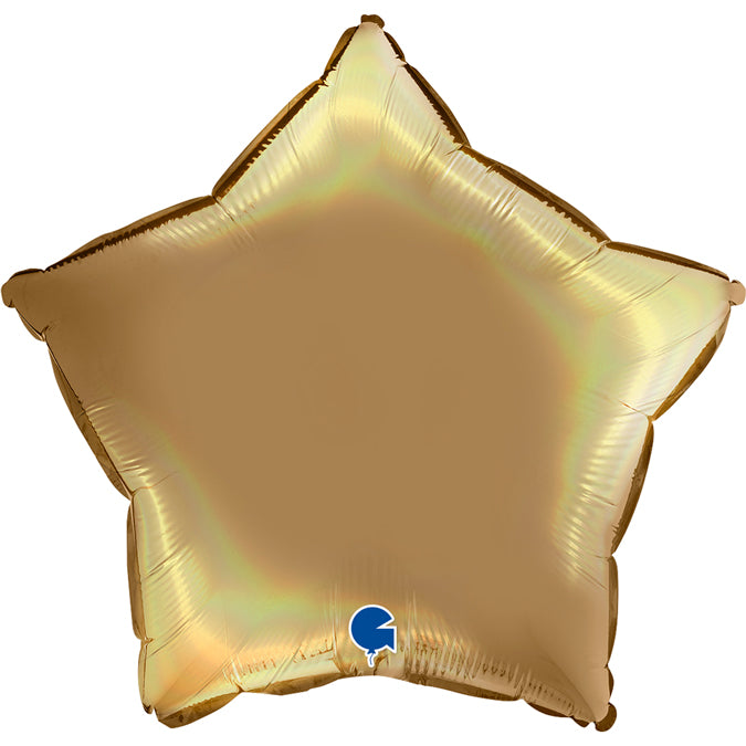 ფოლგირებული ჰოლოგრამული ბუშტი ვარსკვლავი 43 სმ სხვადასხვა ფერის
