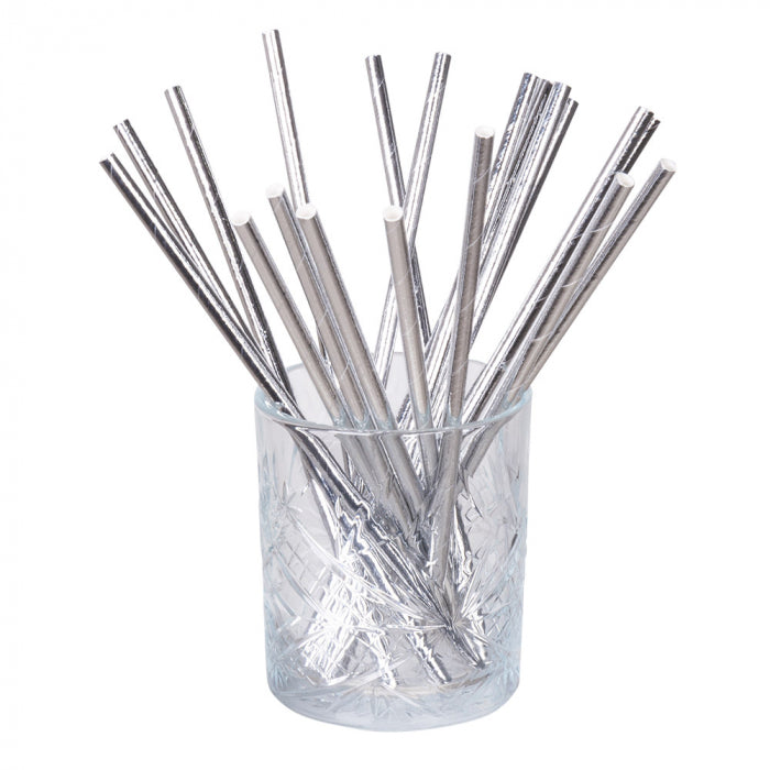 Paper silver straws 20 pcs