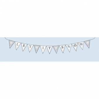 Cloth glitter flag-banner with snowflakes 3 meters