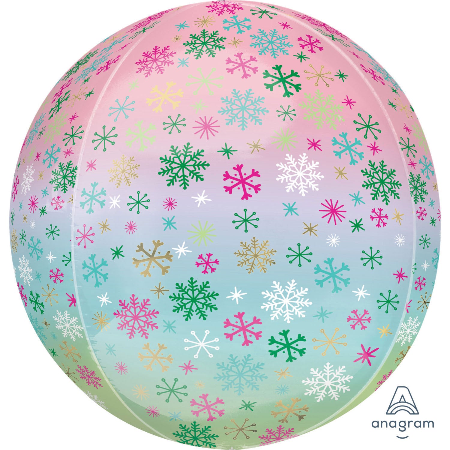 Spherical balloon with snowflakes ombre