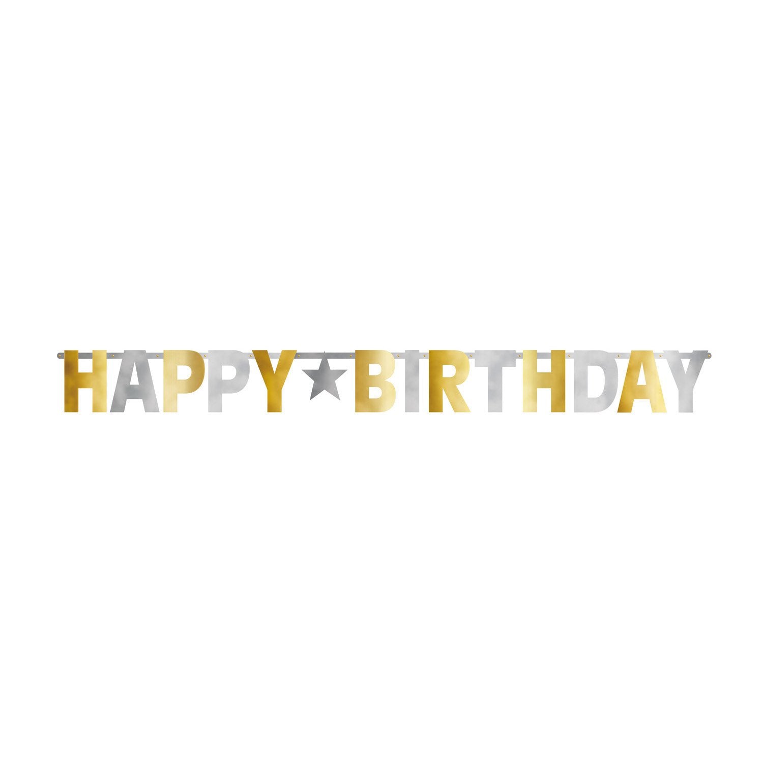 Letter Banner Birthday Accessories Silver & Gold Foil 240 cm