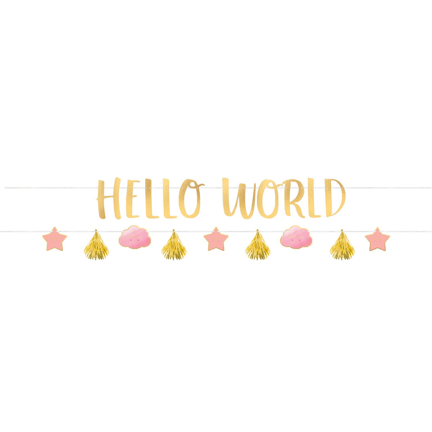 ბანერის ნაკრები ვარდისფერი Hello World 2