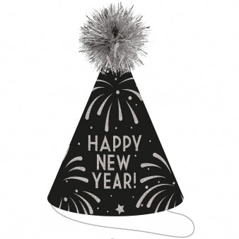 Cone paper hat "Happy New Year" with pompom