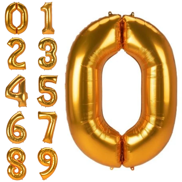 მუქი ოქროსფერი ფოლგირებული ბუშტი ციფრები 134 სმ