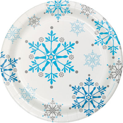 White plates with snowflakes 8 pcs