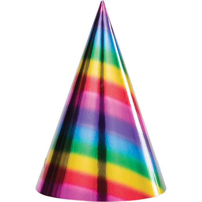 Cone Birthday Hat Rainbow 8pcs