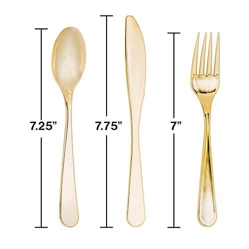Knife-fork-spoon metallic ELISE GOLD 24 pcs