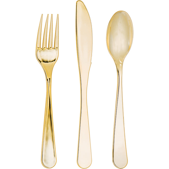 Knife-fork-spoon metallic ELISE GOLD 24 pcs