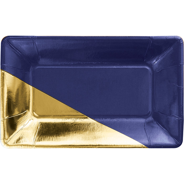 Rectangular plate golden-blue 8 pcs