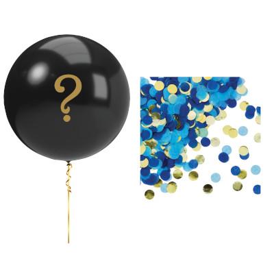 Gender reveal balloon with blue confetti 60 cm