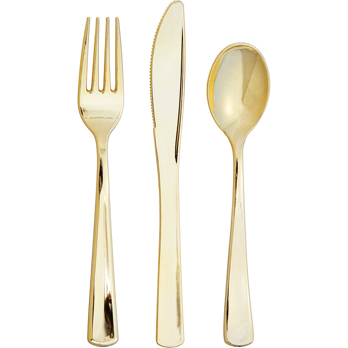 Knife-fork-spoon metallic 24 pcs