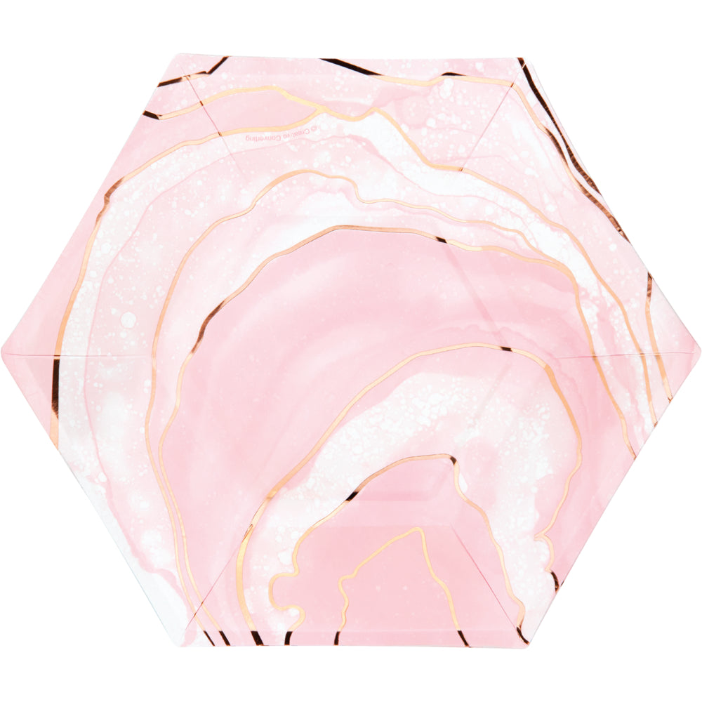 Polygonal plate in transitional pink tone 8 pcs