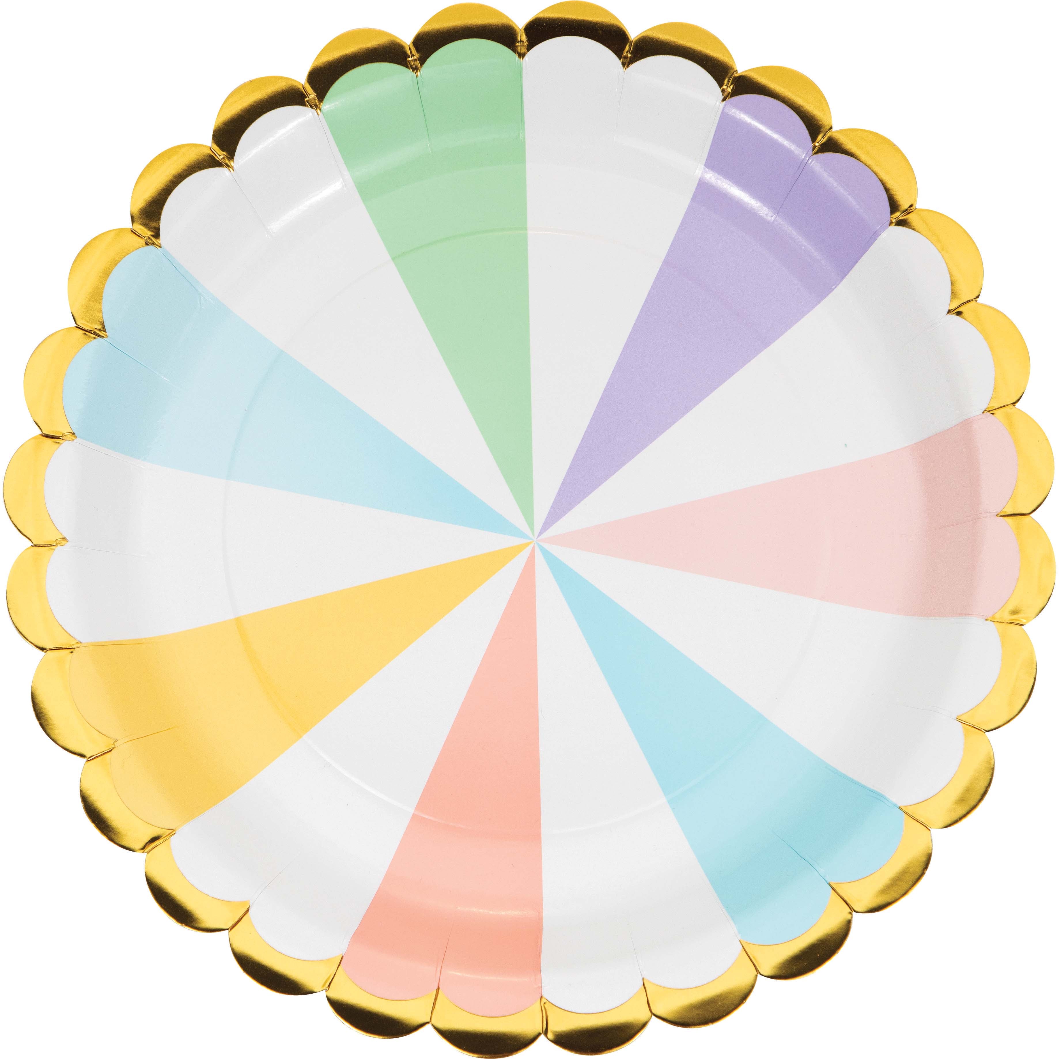 Festive paper plate in pastel colors 8 pcs