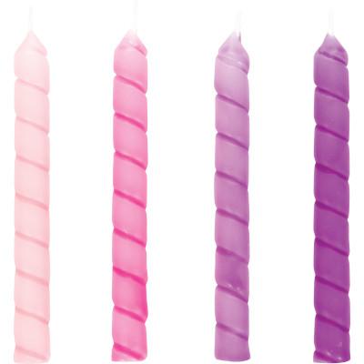დაბადების დღის ვარდისფერ-იისფერი სანთლები 12ც