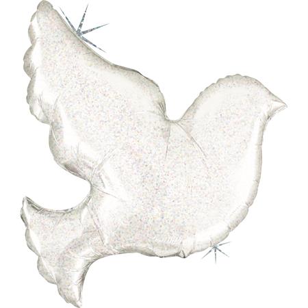 Foil balloon white dove with hologram 86 cm