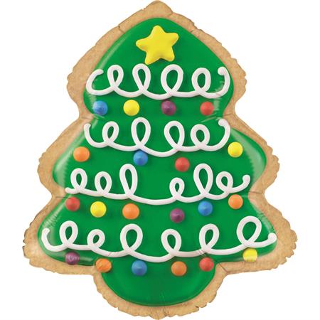 Foil Balloon Christmas Tree Biscuits 64cm
