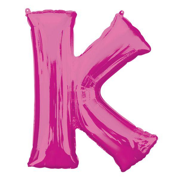 ფოლგირებული ვარდისფერი ჰელიუმის ბუშტი ასო K - 86 სმ