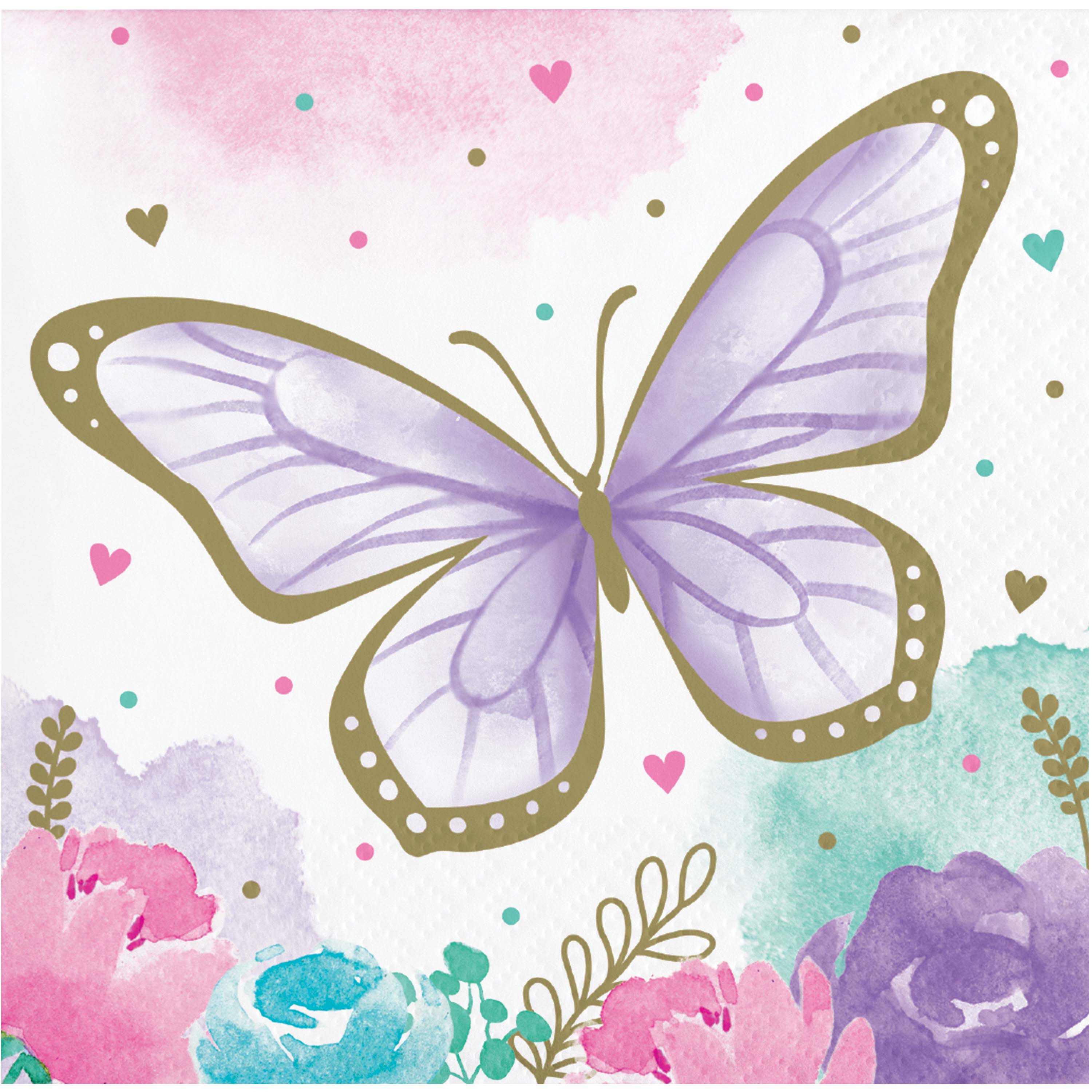 Napkin BUTTERFLY SHIMMER 16 cm small