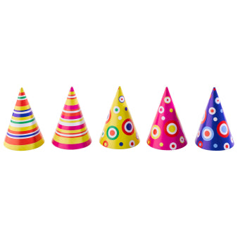 Party hats with colorful dots 16cm 1pc