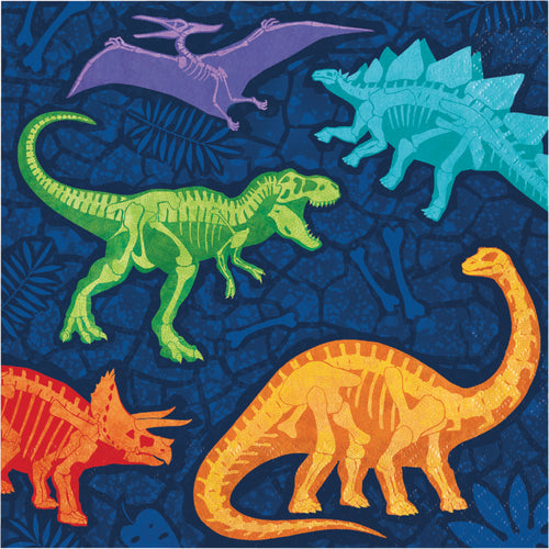 Paper napkin with colorful dinosaurs 16 pcs