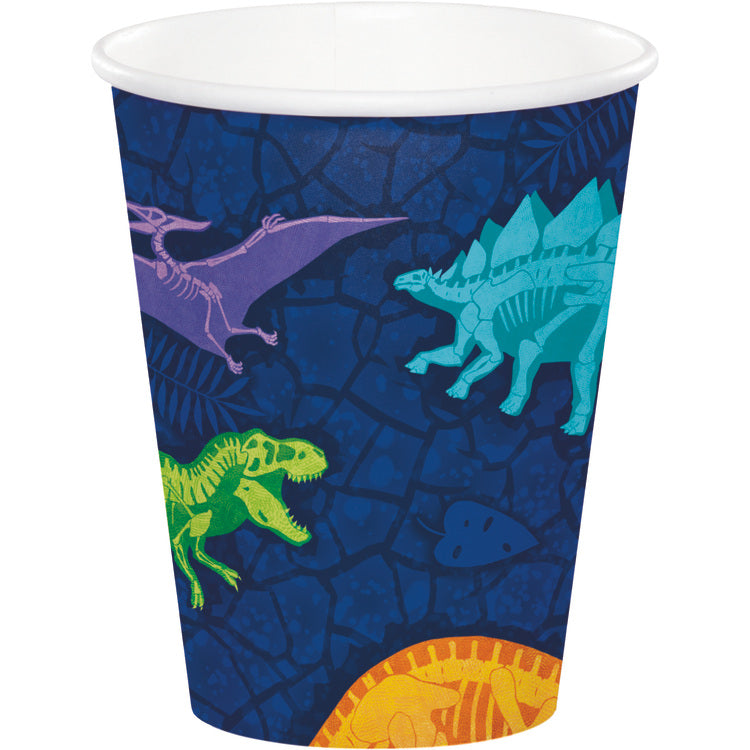 Paper cup with colorful dinosaurs 8 pcs