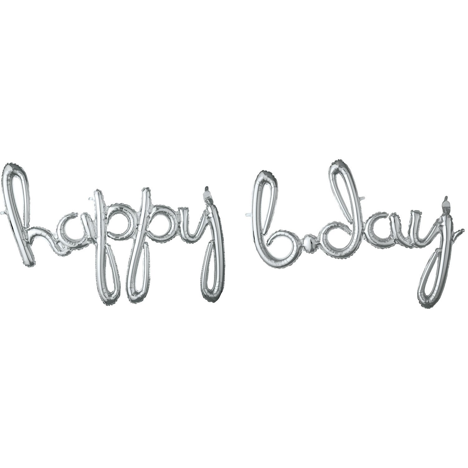 Silver lettering happy bday inflatable with suction cup
