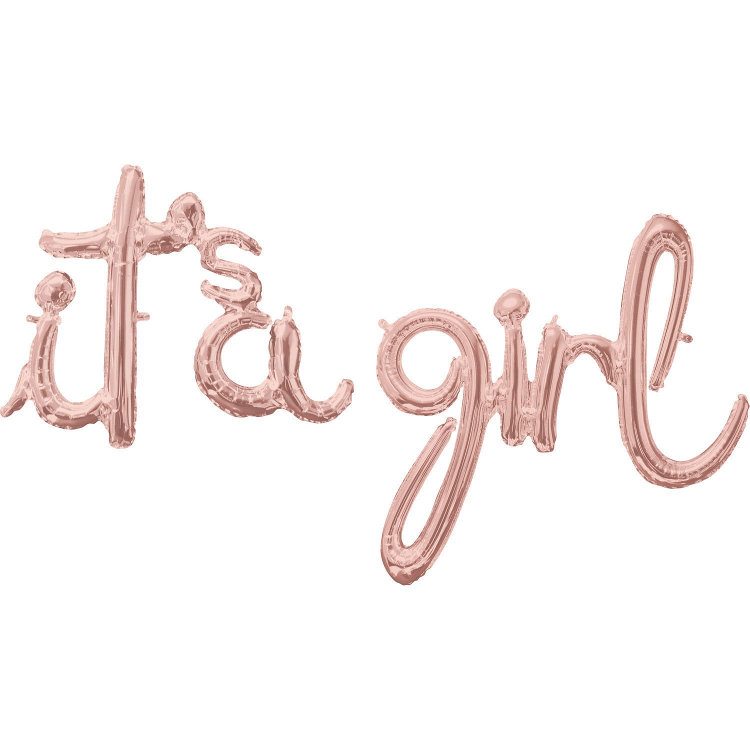 Copper-colored handwriting It's a girl inflated with air, swallowed