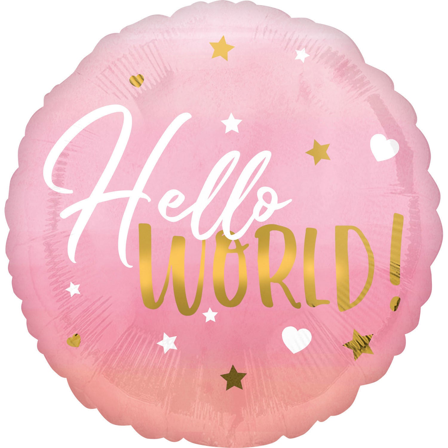 Foiled Standard Balloon Hello World Pink