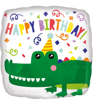Foiled birthday balloon with crocodile image S40