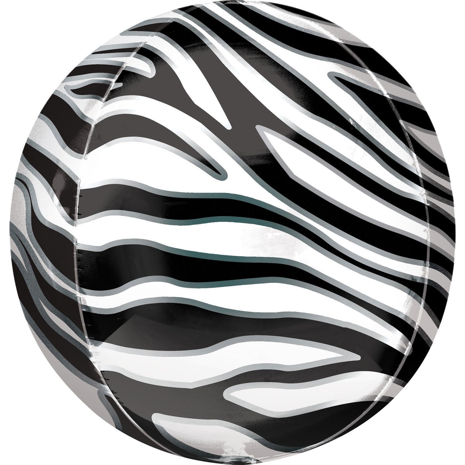 Spherical balloon with zebra skin design