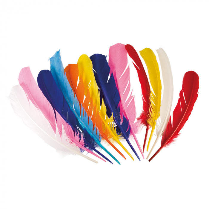 Set of 7 colored Indian feathers 12 pcs 30 cm