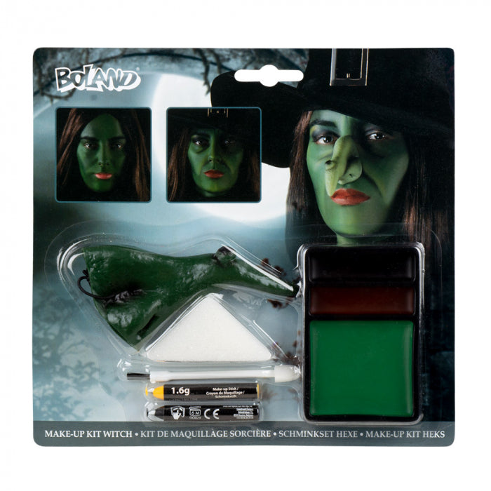 Witch make-up kit (witch nose, grease face paint, sponge and applicator)