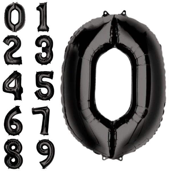 Black foil bubble numbers 86 cm